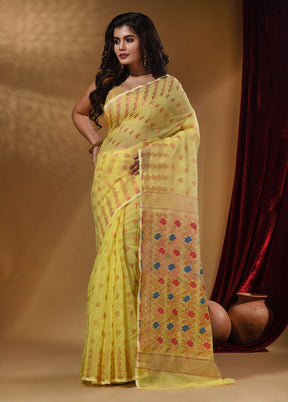 Yellow Tant Jamdani Saree With Blouse Piece - Indian Silk House Agencies