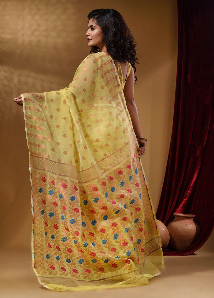 Yellow Tant Jamdani Saree With Blouse Piece - Indian Silk House Agencies