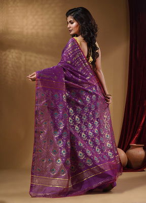 Violet Tant Jamdani Saree With Blouse Piece - Indian Silk House Agencies