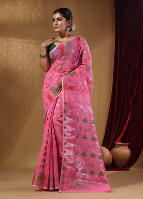 Pink Tant Jamdani Saree With Blouse Piece - Indian Silk House Agencies