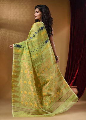 Light Green Tant Jamdani Saree With Blouse Piece - Indian Silk House Agencies