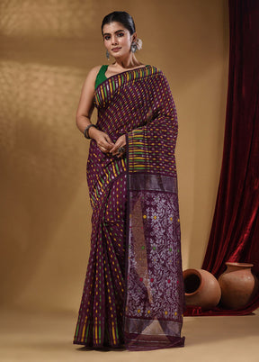 Purple Tant Jamdani Saree With Blouse Piece - Indian Silk House Agencies