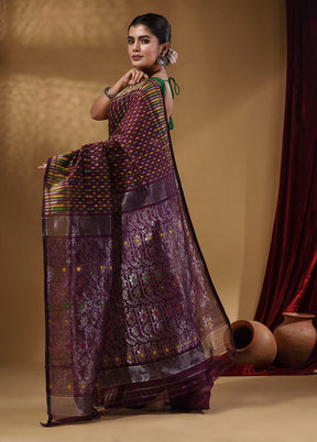 Purple Tant Jamdani Saree With Blouse Piece - Indian Silk House Agencies