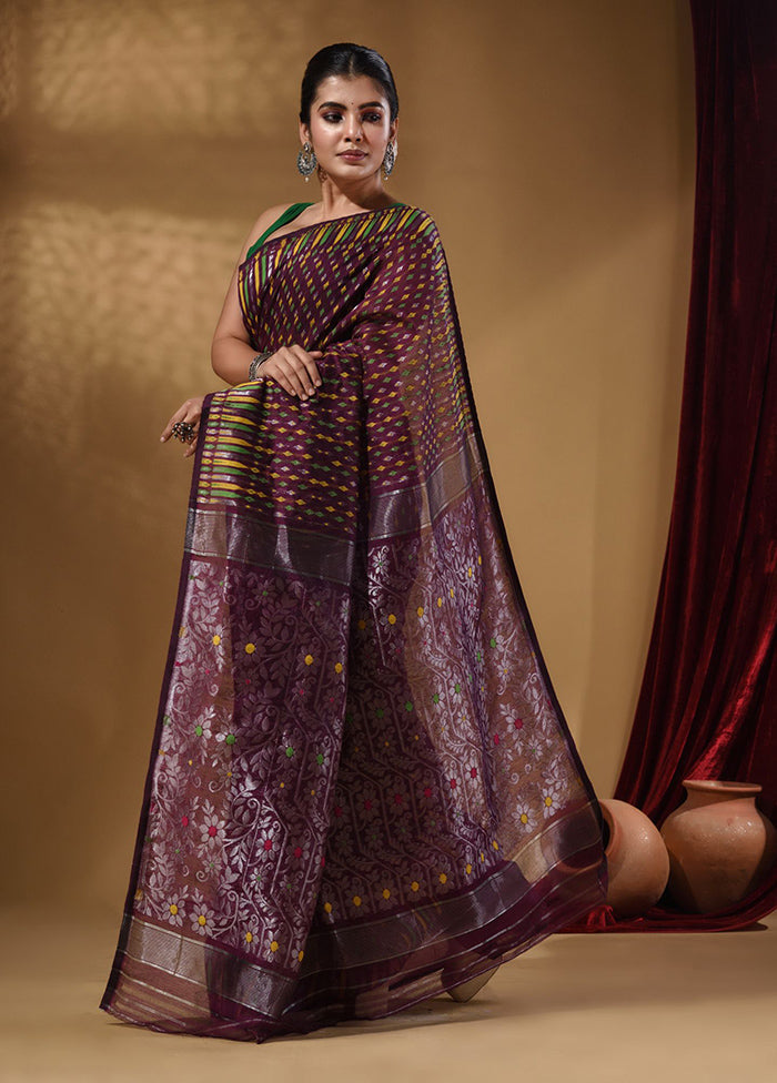 Purple Tant Jamdani Saree With Blouse Piece - Indian Silk House Agencies