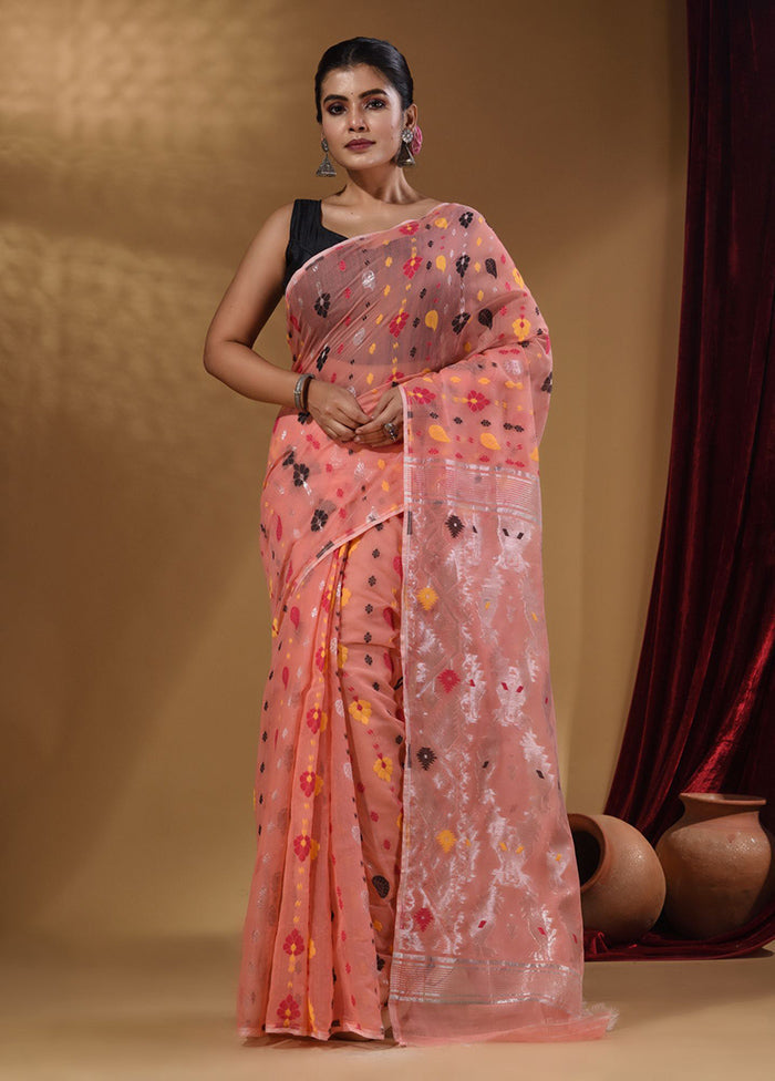 Pink Tant Jamdani Saree With Blouse Piece - Indian Silk House Agencies