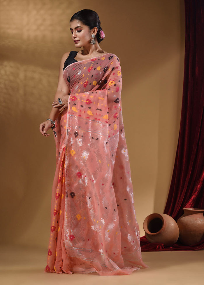 Pink Tant Jamdani Saree With Blouse Piece - Indian Silk House Agencies