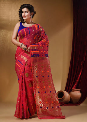 Pink Tant Jamdani Saree With Blouse Piece - Indian Silk House Agencies