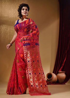 Pink Tant Jamdani Saree With Blouse Piece - Indian Silk House Agencies