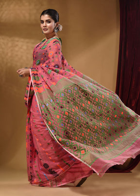 Pink Tant Jamdani Saree With Blouse Piece - Indian Silk House Agencies