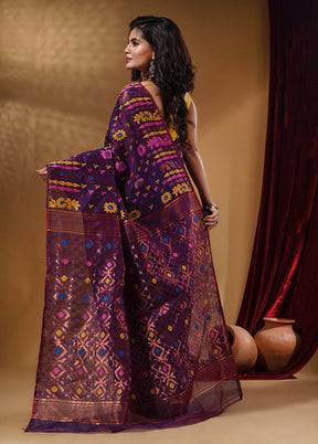 Violet Tant Jamdani Saree With Blouse Piece - Indian Silk House Agencies