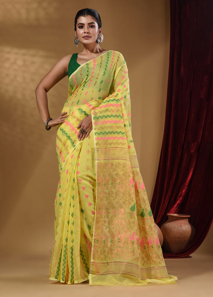 Yellow Tant Jamdani Saree With Blouse Piece - Indian Silk House Agencies