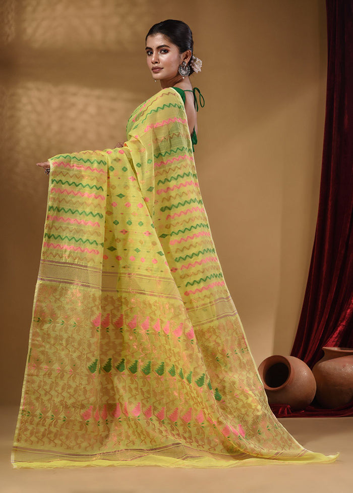 Yellow Tant Jamdani Saree With Blouse Piece - Indian Silk House Agencies