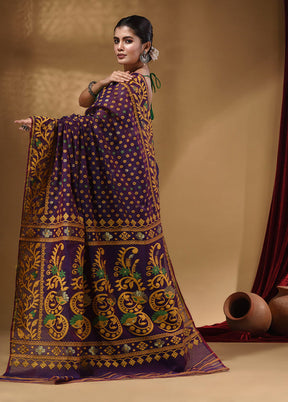 Violet Tant Jamdani Saree With Blouse Piece - Indian Silk House Agencies