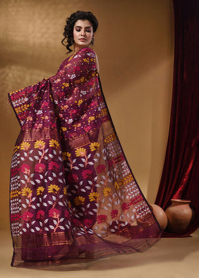 Purple Tant Jamdani Saree With Blouse Piece - Indian Silk House Agencies