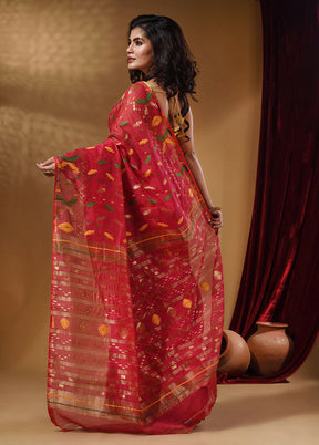 Deep Pink Tant Jamdani Saree With Blouse Piece - Indian Silk House Agencies