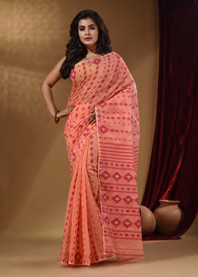 Pink Tant Jamdani Saree With Blouse Piece - Indian Silk House Agencies