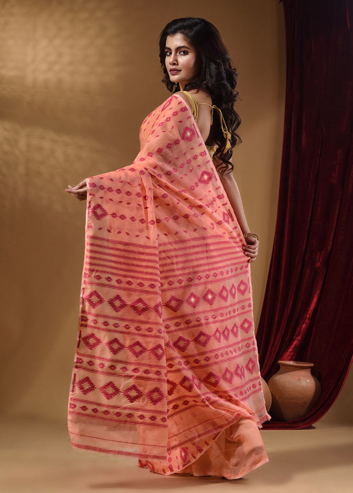 Pink Tant Jamdani Saree With Blouse Piece - Indian Silk House Agencies