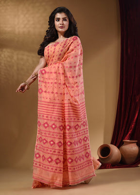 Pink Tant Jamdani Saree With Blouse Piece - Indian Silk House Agencies