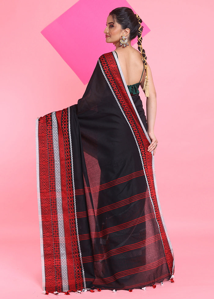 Black Cotton Saree With Blouse Piece