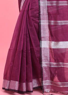 Purple Cotton Saree With Blouse Piece