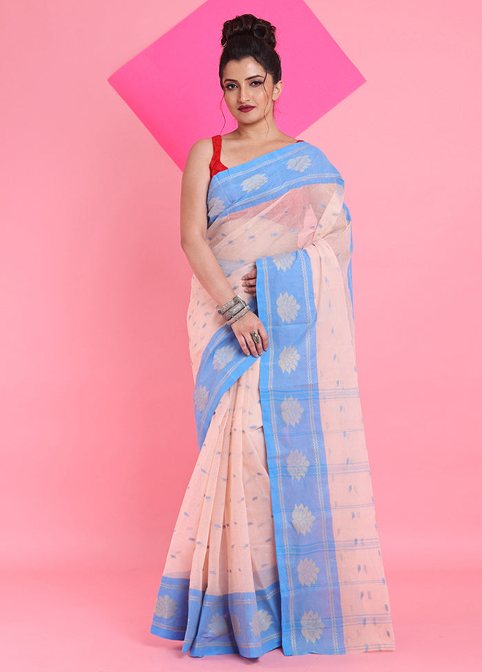 Cream Cotton Woven Work Saree Without Blouse Piece