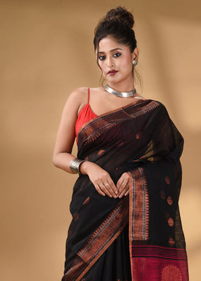 Black Cotton Saree With Blouse Piece - Indian Silk House Agencies