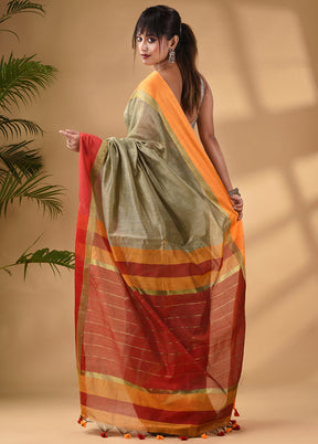 Beige Cotton Saree With Blouse Piece - Indian Silk House Agencies