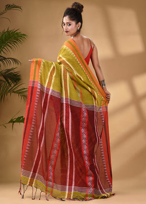 Lime Green Pure Cotton Saree With Blouse Piece - Indian Silk House Agencies