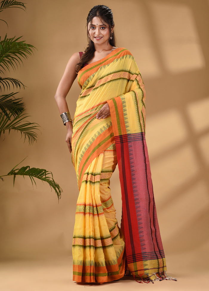 Yellow Pure Cotton Saree With Blouse Piece - Indian Silk House Agencies