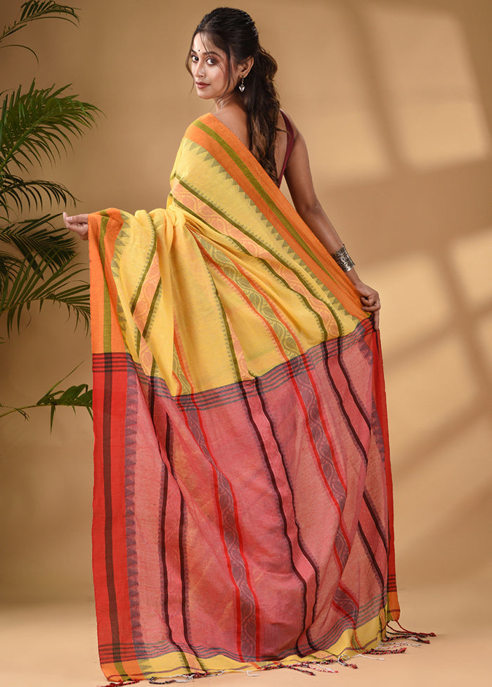 Yellow Pure Cotton Saree With Blouse Piece - Indian Silk House Agencies