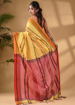 Yellow Pure Cotton Saree With Blouse Piece - Indian Silk House Agencies