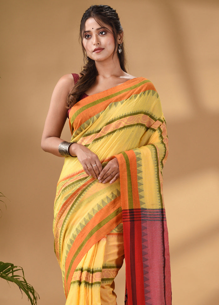 Yellow Pure Cotton Saree With Blouse Piece - Indian Silk House Agencies