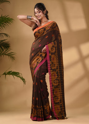 Brown Pure Cotton Saree With Blouse Piece - Indian Silk House Agencies