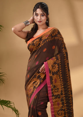 Brown Pure Cotton Saree With Blouse Piece - Indian Silk House Agencies