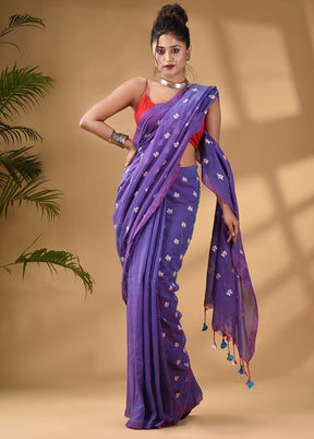 Blue Pure Cotton Saree With Blouse Piece - Indian Silk House Agencies