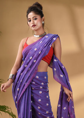 Blue Pure Cotton Saree With Blouse Piece - Indian Silk House Agencies