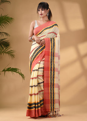 Yellow Pure Cotton Saree With Blouse Piece - Indian Silk House Agencies