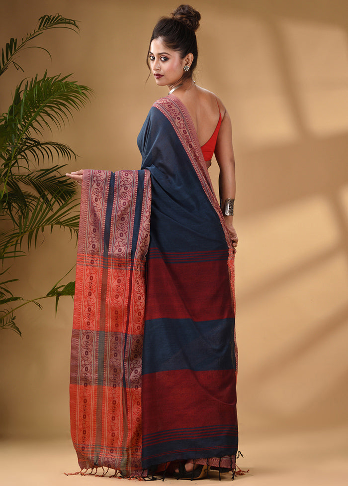 Grey Pure Cotton Saree With Blouse Piece - Indian Silk House Agencies