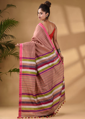 Beige Dupion Silk Saree With Blouse Piece - Indian Silk House Agencies