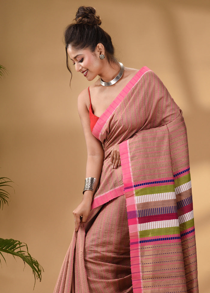 Beige Dupion Silk Saree With Blouse Piece - Indian Silk House Agencies