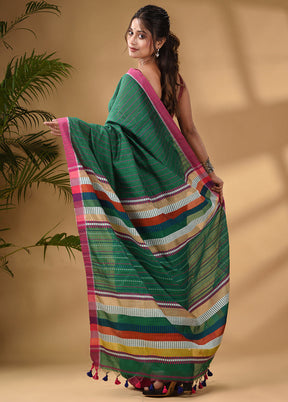 Green Dupion Silk Saree With Blouse Piece - Indian Silk House Agencies