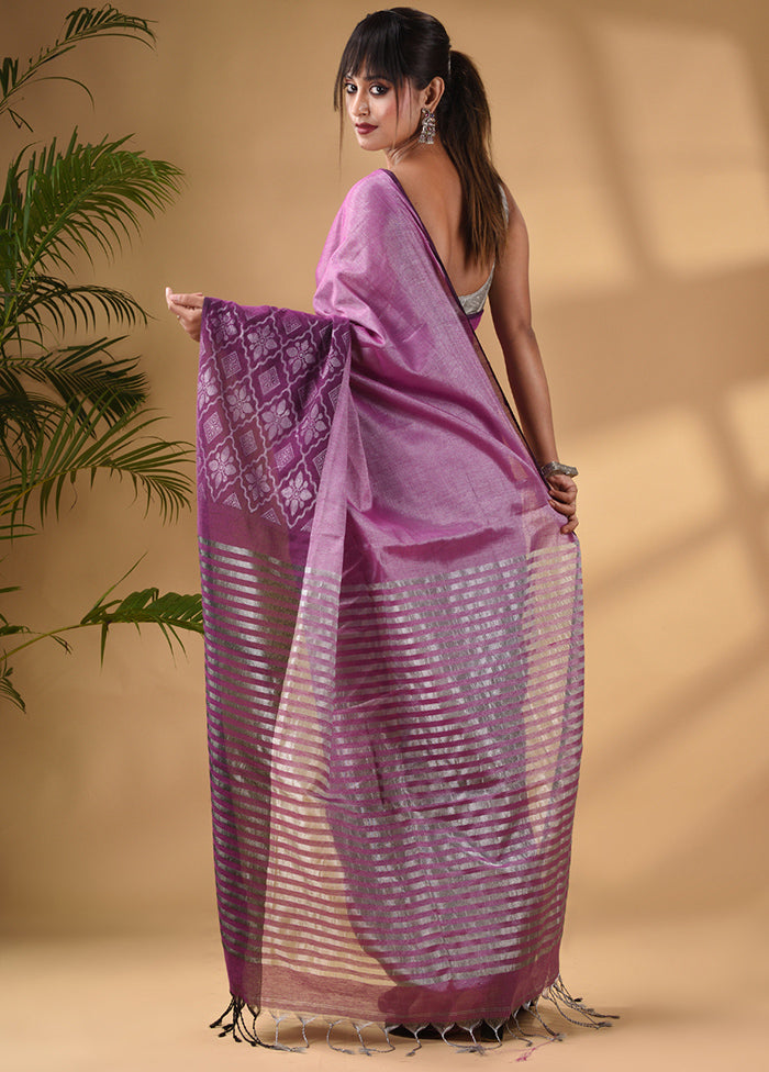 Purple Silk Saree With Blouse Piece - Indian Silk House Agencies