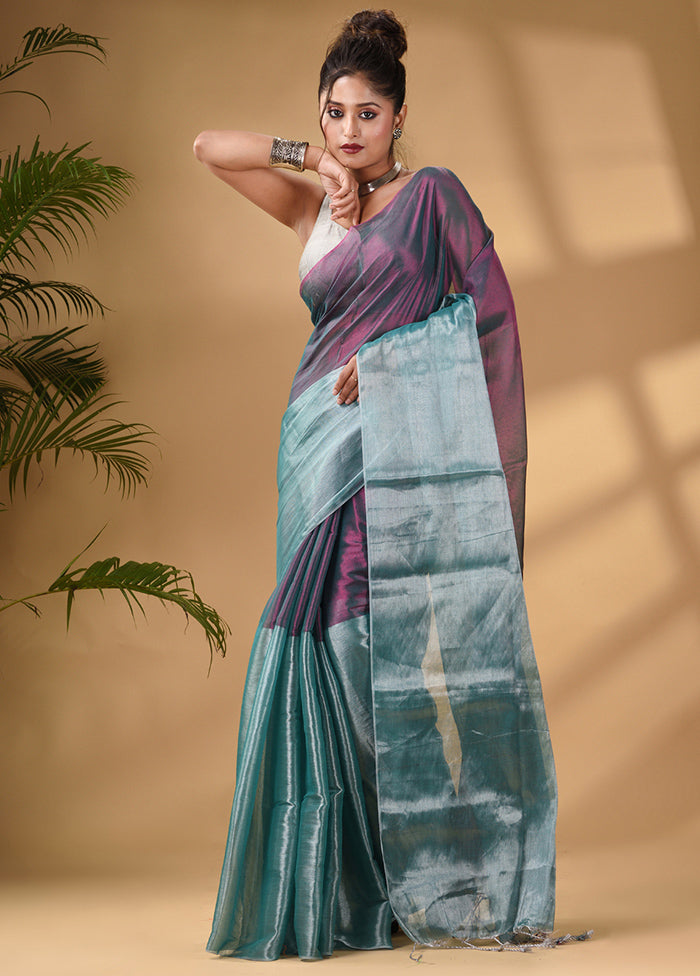 Teal Silk Saree With Blouse Piece - Indian Silk House Agencies