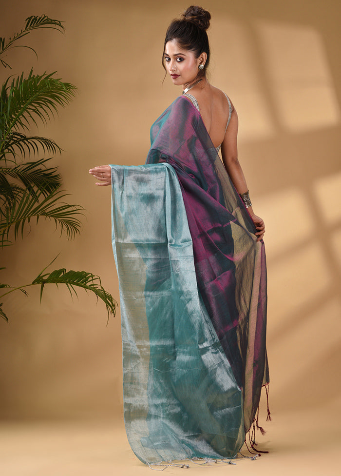 Teal Silk Saree With Blouse Piece - Indian Silk House Agencies