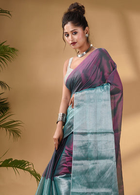 Teal Silk Saree With Blouse Piece - Indian Silk House Agencies