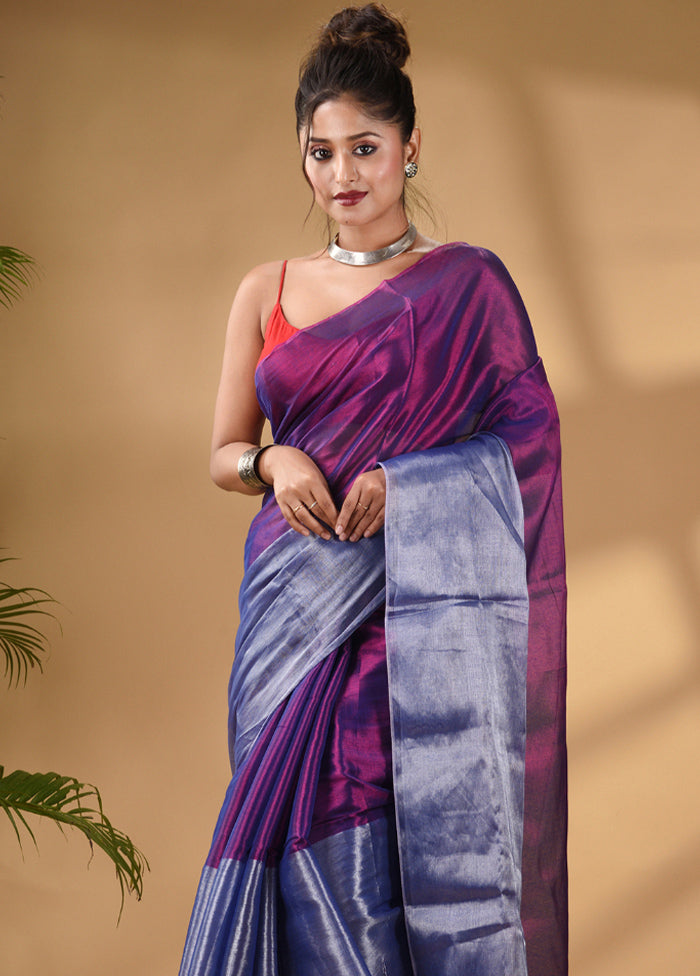 Blue Silk Saree With Blouse Piece - Indian Silk House Agencies