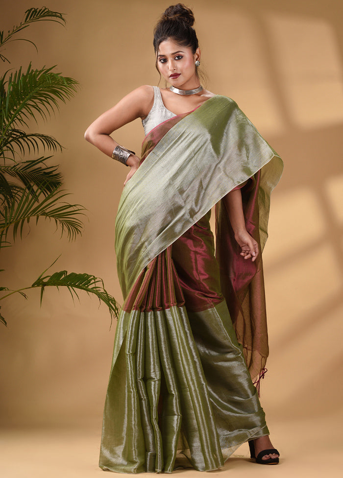 Green Silk Saree With Blouse Piece - Indian Silk House Agencies