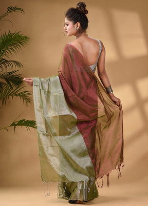 Green Silk Saree With Blouse Piece - Indian Silk House Agencies