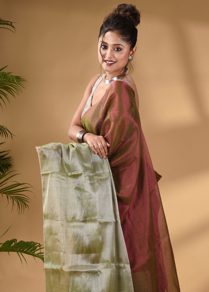 Green Silk Saree With Blouse Piece - Indian Silk House Agencies