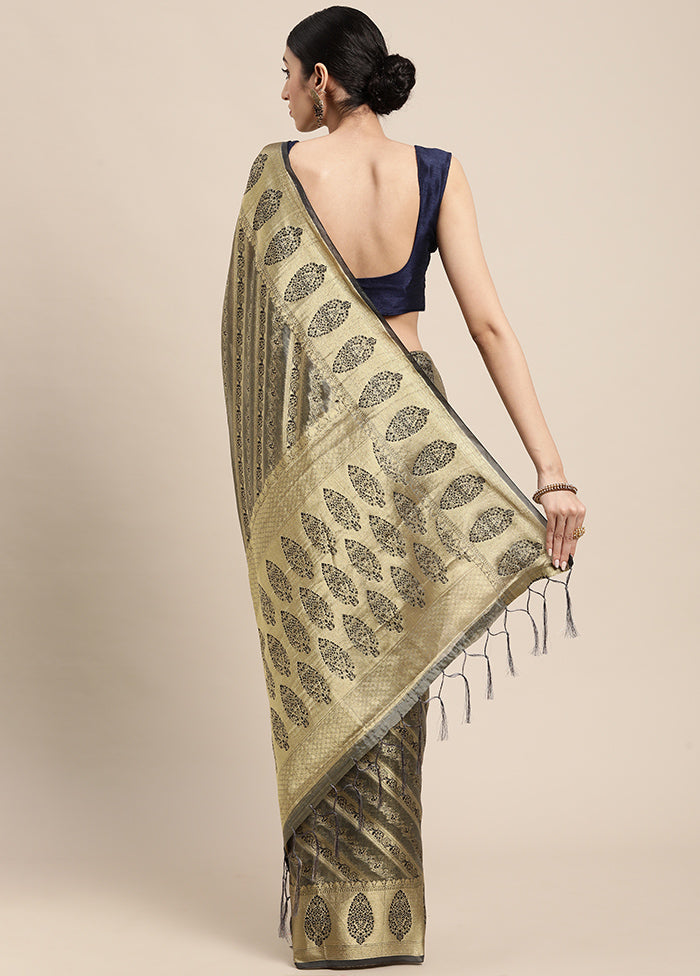 Grey Spun Silk Saree With Blouse Piece - Indian Silk House Agencies